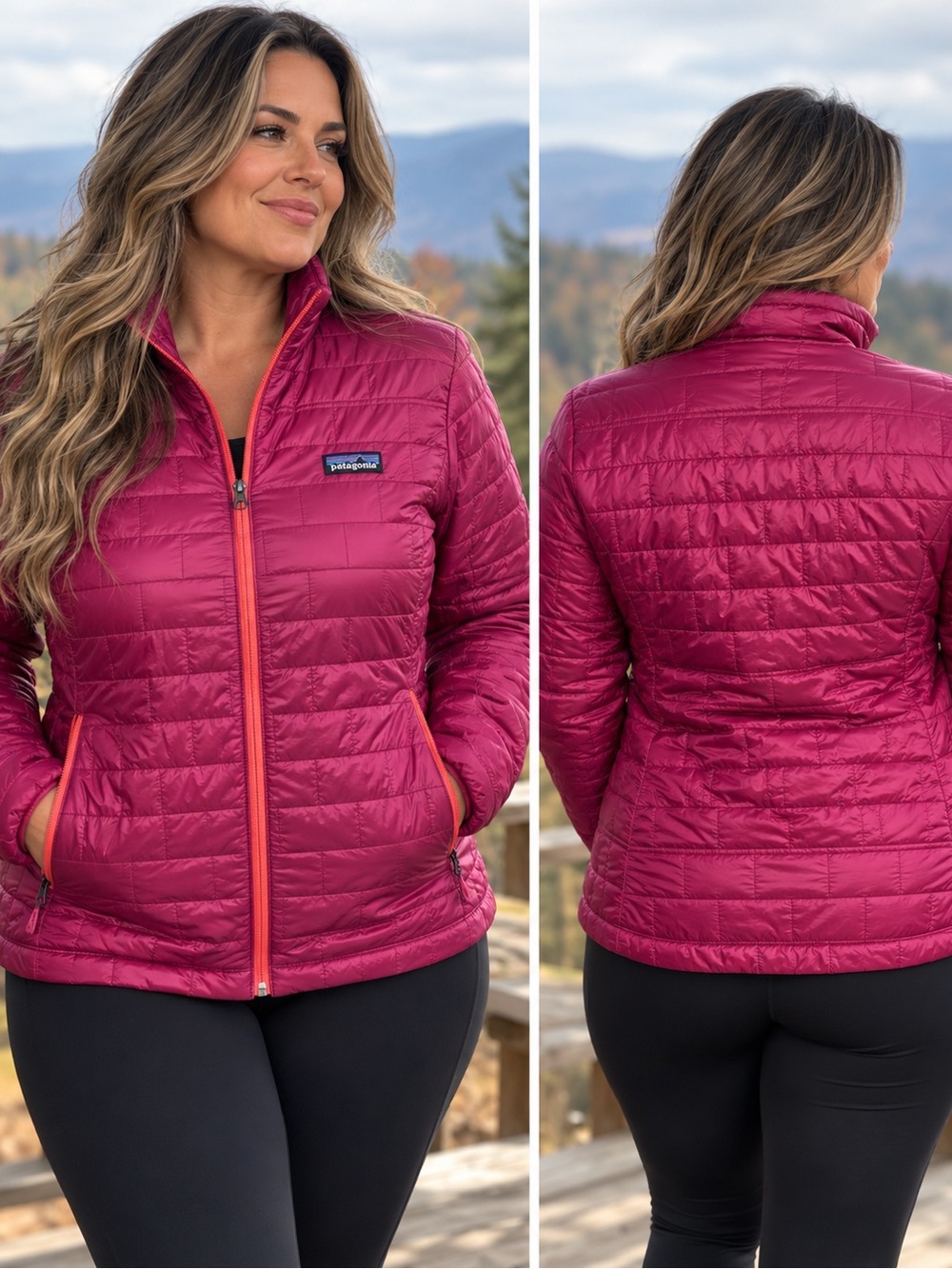 Patagonia Women's XL nano Jacket - Raspberry with Coral Trim